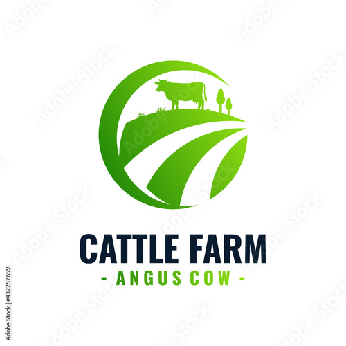 Fresh cattle farm logo template design.