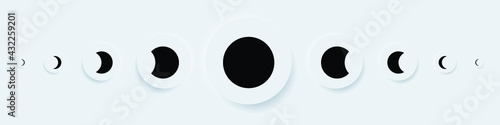 Moon phases modern icon illustration isolated on background. Vector EPS 10