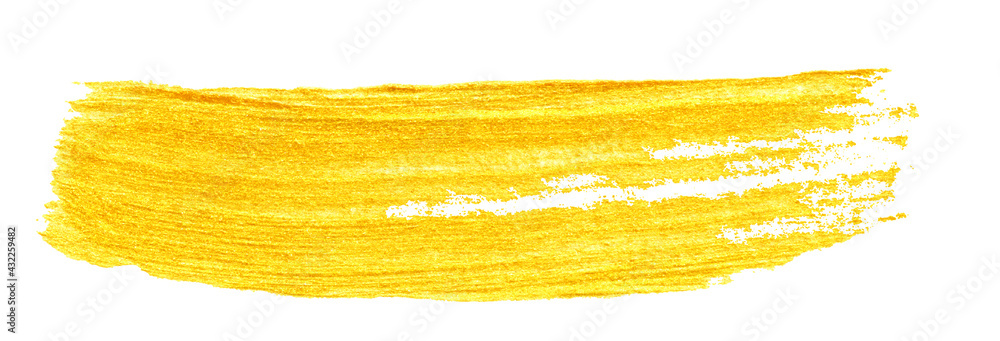 Fototapeta żółte złoto kolorowe doodle smear stroke na białym tle, ręcznie rysowane złoty pędzel akrylowy, abstrakcyjna świąteczna tekstura, pień fotografia ilustracja