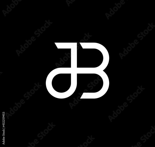 Initial letter JB logo template with geometric simple line art illustration in flat design monogram symbol
