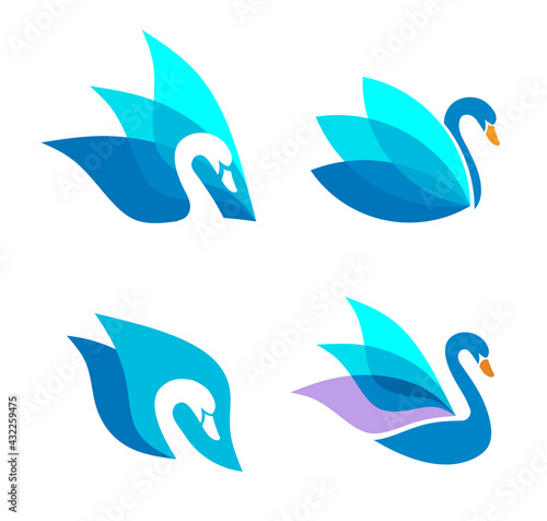 Fototapeta Naklejka Na Ścianę i Meble -  swans ideas design vector illustration, blue Swan logo and symbol vector, Swan Logo Design Template