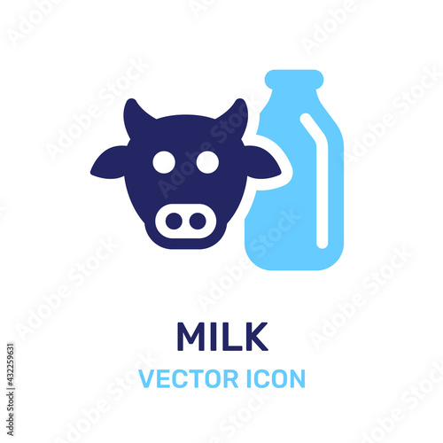 Milk Cow Glass Bottle Container Package icon vector