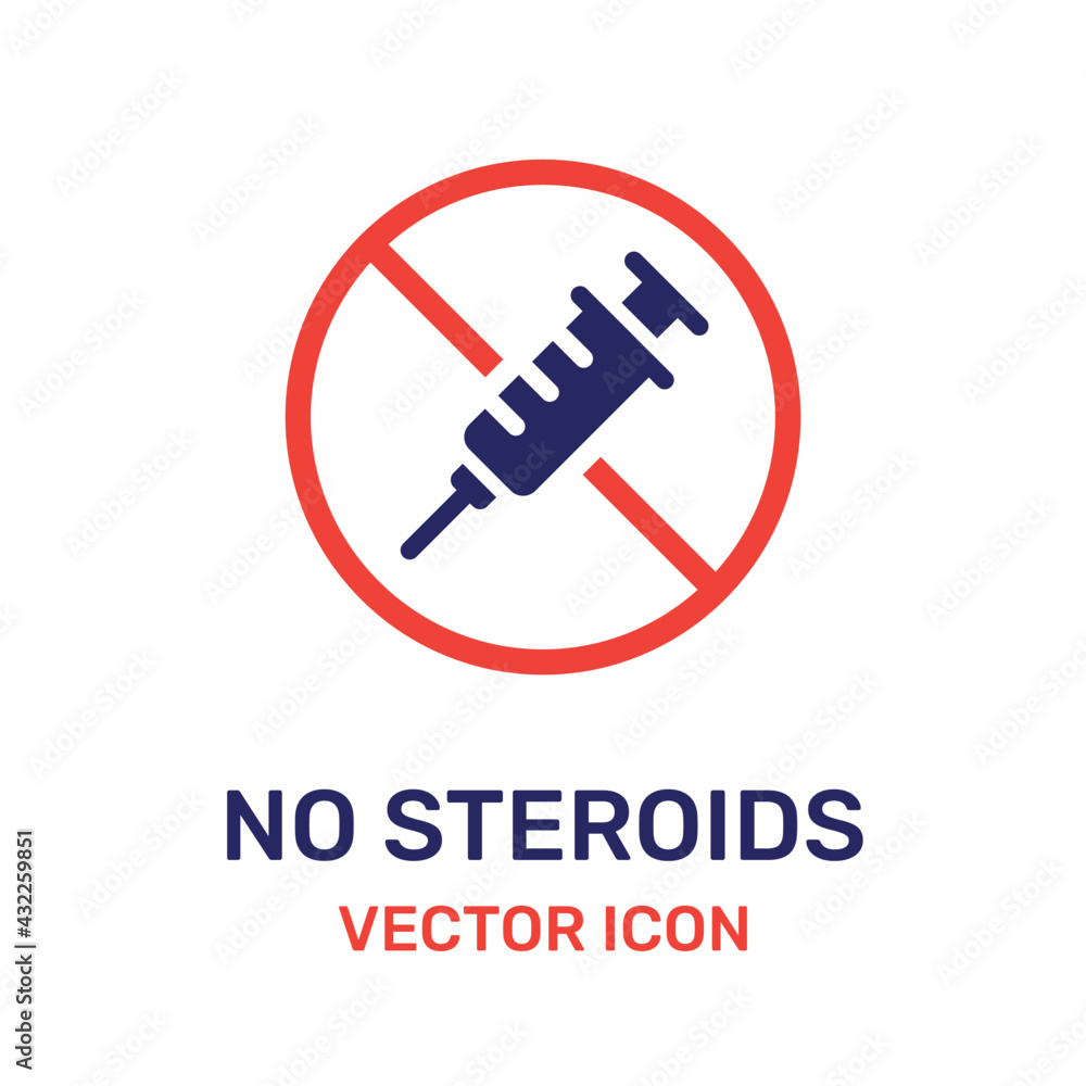 No Steroids Icon sign. Use of hormone restricted vector symbol. No Steroids Icon sign. Use of hormone restricted vector symbol.