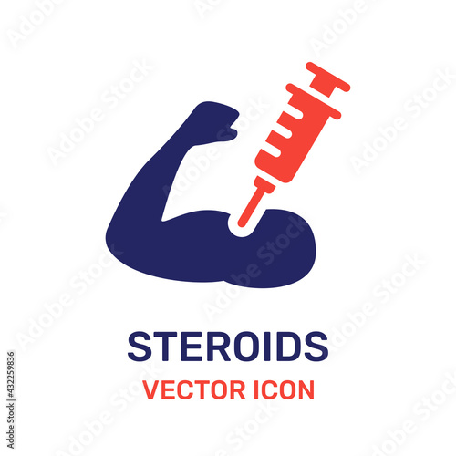 Steroids injection icon vector. Building muscle concept