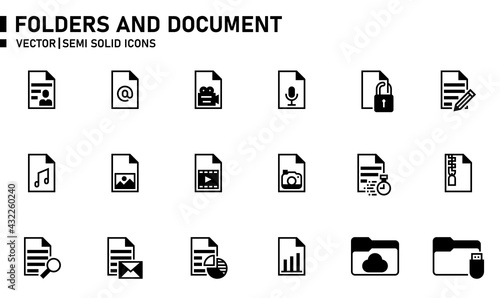 Folders and document icons for website, application, printing, document, poster design, etc.