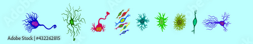 set of neuron cartoon icon design template with various models. vector illustration isolated on blue background