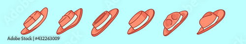 set of panama hat cartoon icon design template with various models. vector illustration isolated on blue background