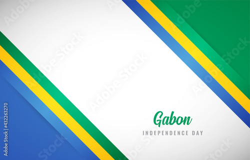 Happy Independence day of Gabon with Creative Gabon national country flag greeting background