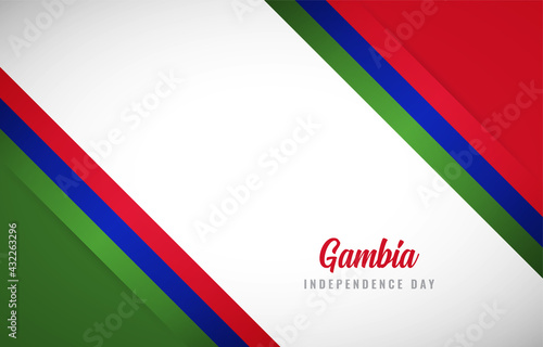 Happy Independence day of Gambia with Creative Gambia national country flag greeting background