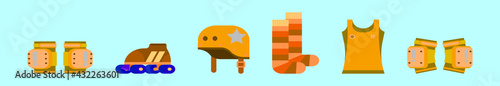 set of roller derby cartoon icon design template with various models. vector illustration isolated on blue background