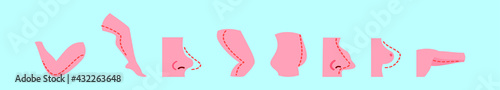 set of plastic surgery cartoon icon design template with various models. vector illustration isolated on blue background