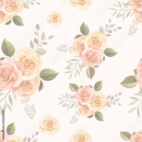 Beautiful seamless pattern design with hand drawn floral background