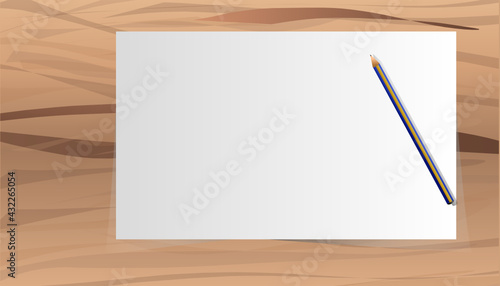 Vector mockup of white paper and principle on wood