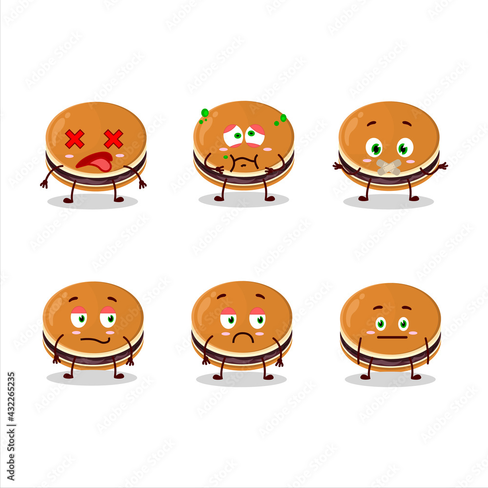 Dorayaki cartoon in character with nope expression Dorayaki cartoon in character with nope expression