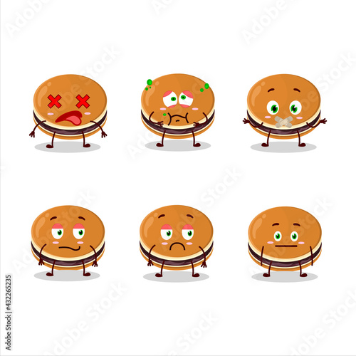 Dorayaki cartoon in character with nope expression
