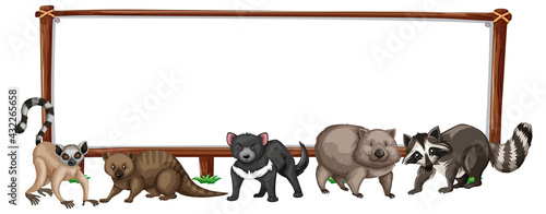 Photography Empty banner with wild animals on white background