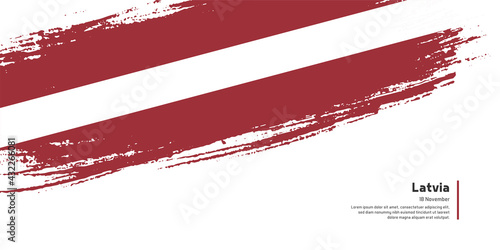Creative hand drawing brush flag of Latvia country for special independence day