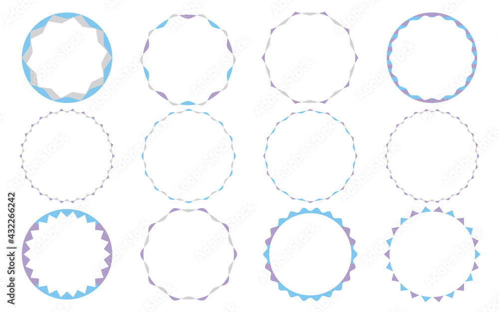 丸型・円形のシンプルなフレームセット　ブルー・パープル