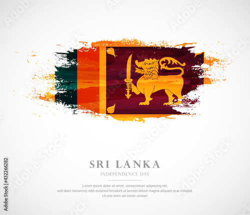 Abstract watercolor brush stroke flag for independence day of Sri Lanka
