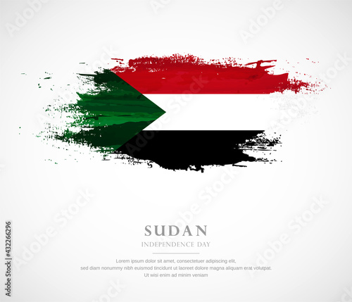 Abstract watercolor brush stroke flag for independence day of Sudan