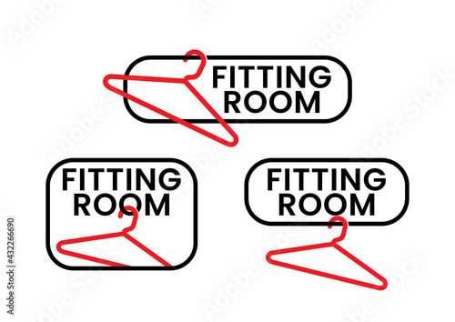 Fitting rooms sign template with unique hanger icon. Vector illustration. EPS 10. Ready to use