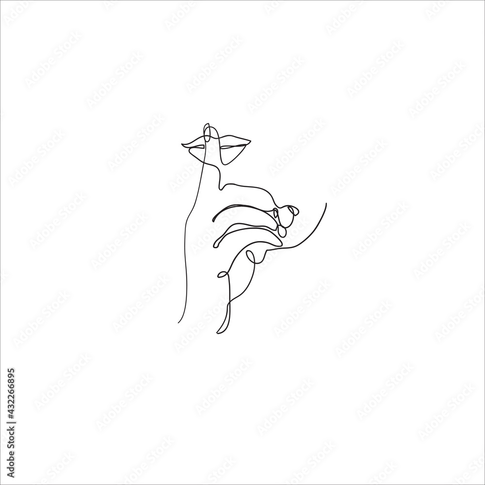 index finger on sexy lips illustration in continuous line art style vector isolated index finger on sexy lips illustration in continuous line art style vector isolated