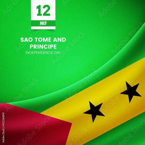 Creative Sao Tome and Principe flag on fabric texture. Vintage style independence day background