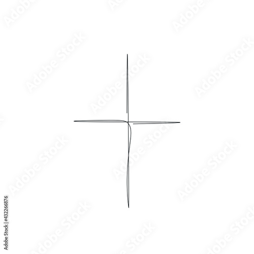 Christian cross line drawing vector illustration © Keya