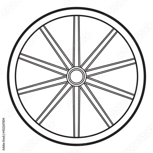 wooden wheels line vector illustration