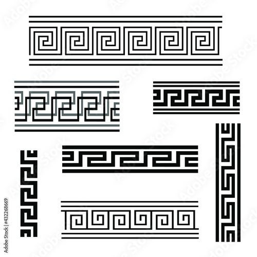Vector graphic illustration of Greek ornament. Isolated image of ethnic pattern options.