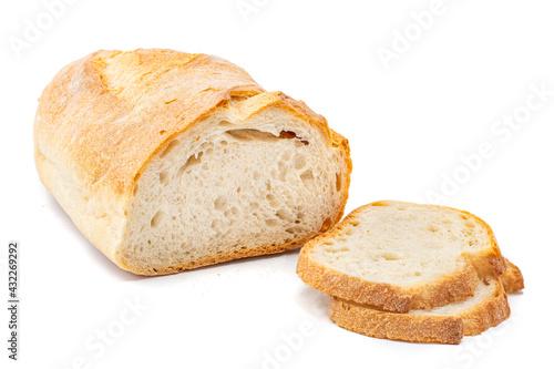 White Toastbread with wheat flour on a white background
