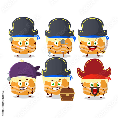 Cartoon character of sweety cake melon with various pirates emoticons