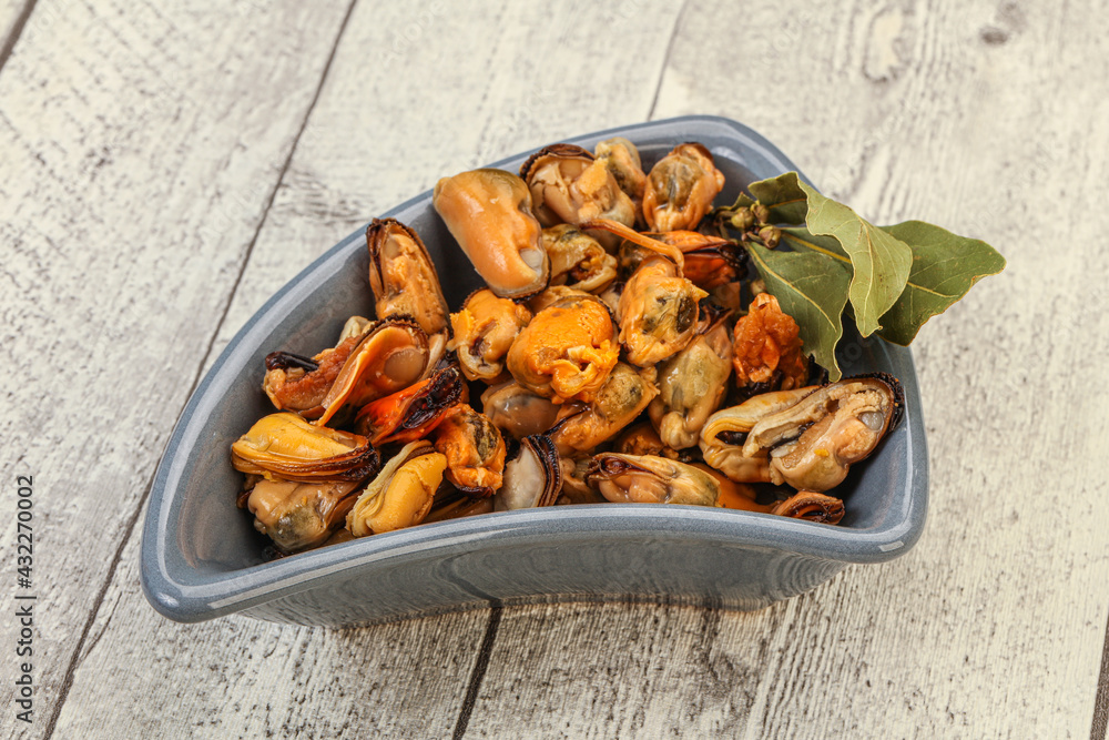 Pickled mussels in the bowl Pickled mussels in the bowl
