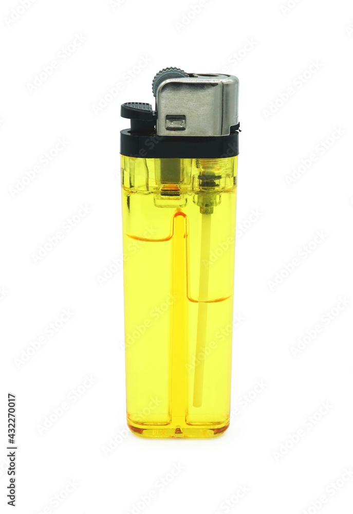 Yellow lighter isolated on a white background, Cut out with clipping path Yellow lighter isolated on a white background, Cut out with clipping path