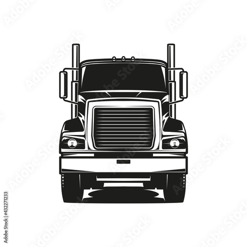 diesel truck logo vector black and white illustration front view
