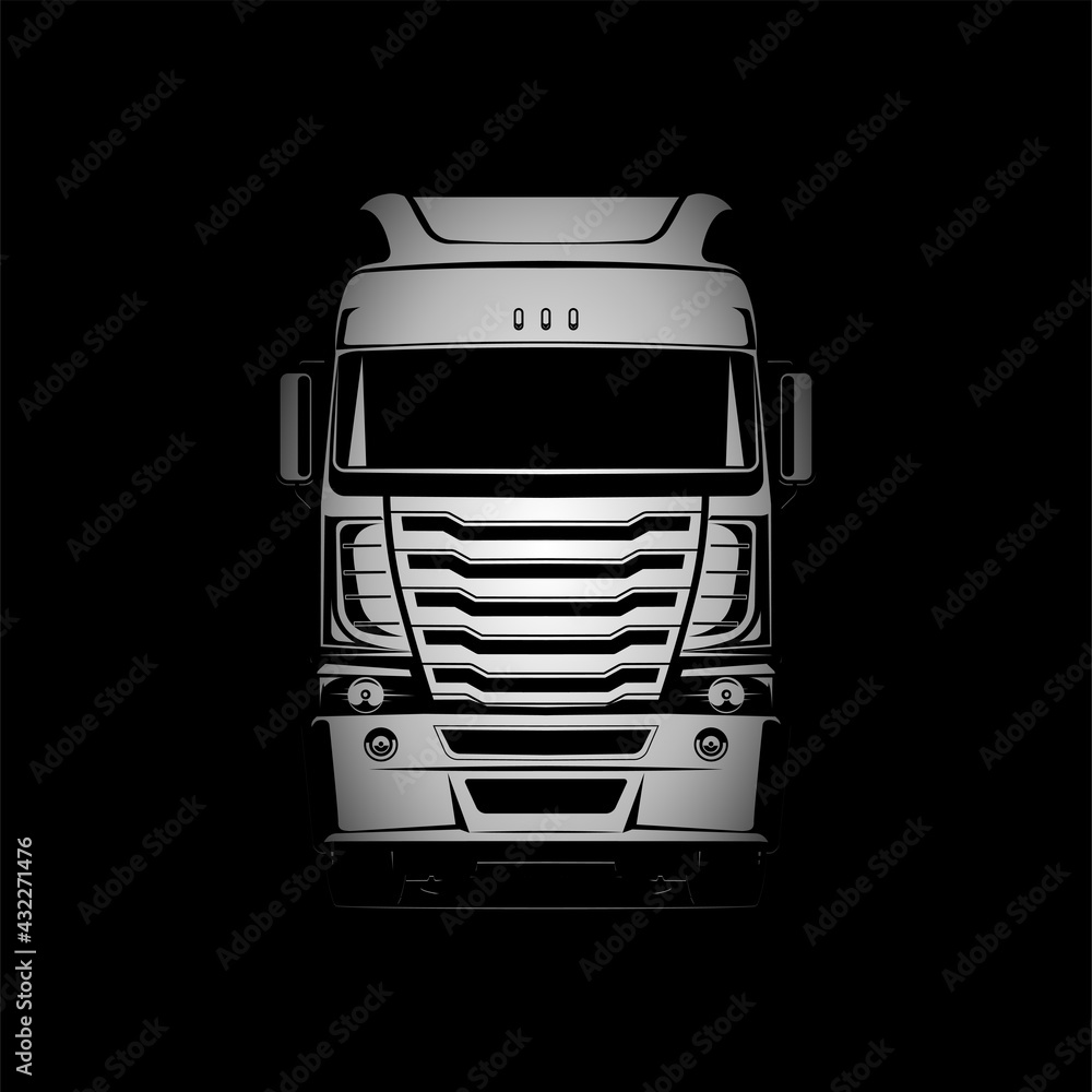modern truck logo vector black and grey front view illustration Stock ...
