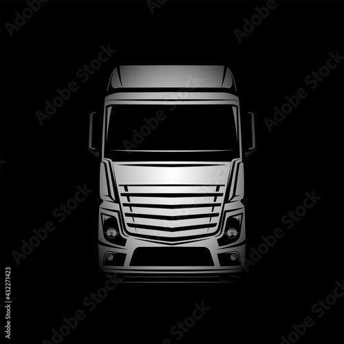 euro truck logo vector black and grey illustration front view