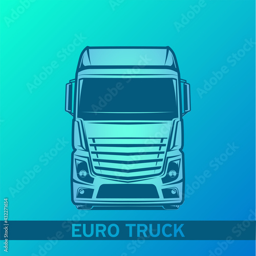 euro truck logo vector green and blue illustration front view