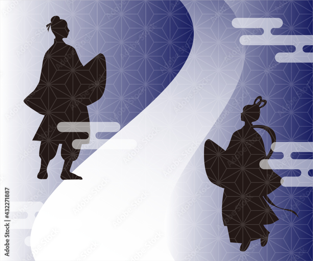 七夕イメージの背景素材 織姫と彦星のシルエットイラスト ベクター Stock Vector Adobe Stock