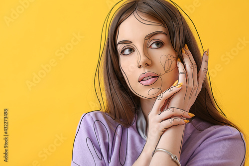 Beautiful young woman on co...