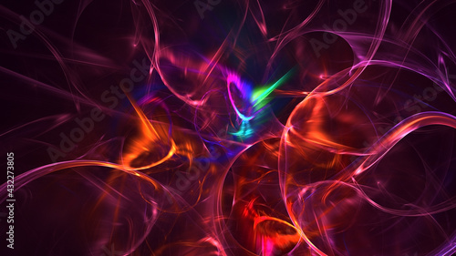 3D rendering abstract colorful fractal light background