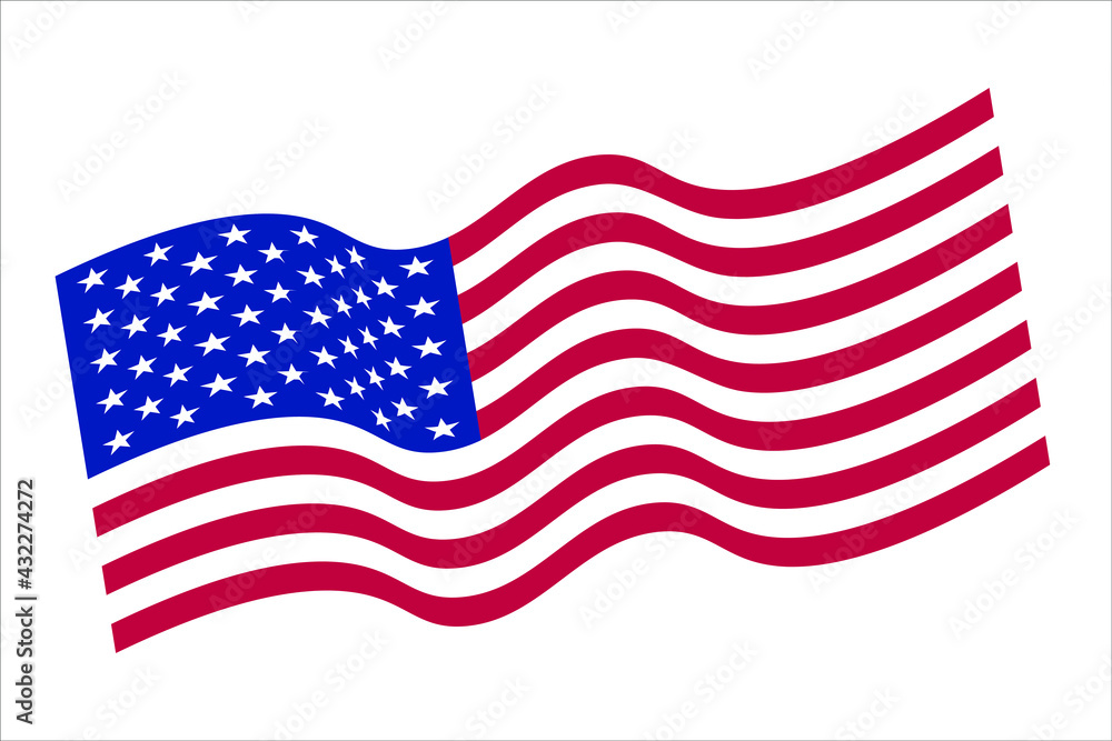 USA flag vector. Wavy flag USA vector. The American Flag vector on white background. Suitable for illustrating the holiday of Independence Day United States USA flag vector. Wavy flag USA vector. The American Flag vector on white background. Suitable for illustrating the holiday of Independence Day United States