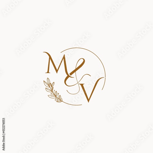 MV initial wedding monogram logo