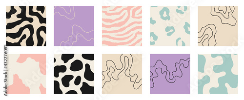 Wallpaper Mural Trendy social media set of ten abstract backgrounds with abstract organic shapes composition in contemporary collage minimal style. Torontodigital.ca