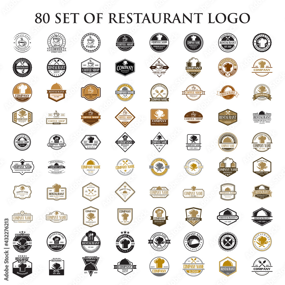 set of restaurant logo , set of food vector set of restaurant logo , set of food vector