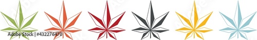 Icon, coloured and geometric of a cannabis leaf
