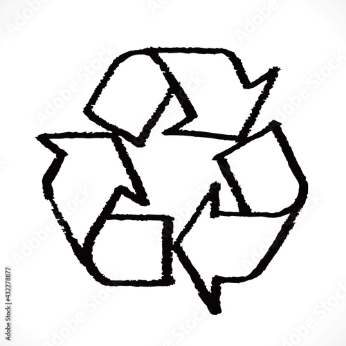 Sketch doodle recycle reuse reduce symbol isolated. Recycle icon sign for ecological. Hand-drawn style vector 
