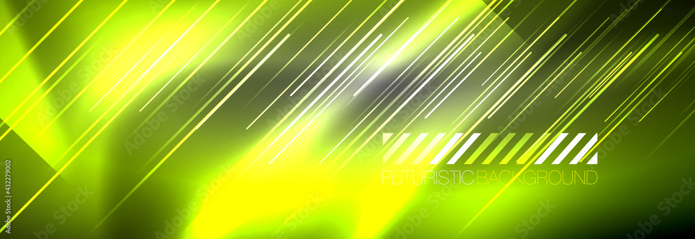 Neon glowing lines, magic energy and light motion background. Vector wallpaper template Neon glowing lines, magic energy and light motion background. Vector wallpaper template