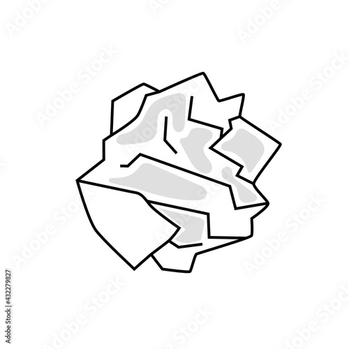 Used wrinkled paper. Ecology concept, garbage recycling, waste disposal. Vector illustration isolated on white background.