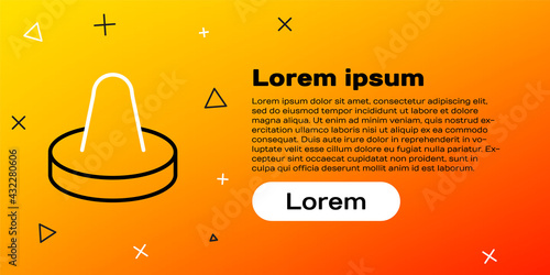 Line Mallet and puck for playing air hockey game icon isolated on yellow background. Colorful outline concept. Vector Illustration